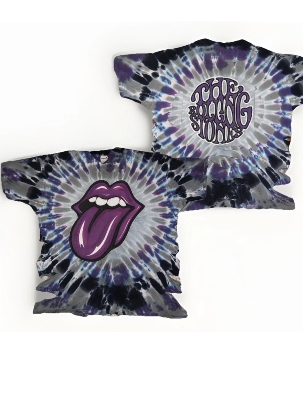 Vintage Upcycled Distressed Y2K 2002 The Rolling Stones Tie-Dye T-Shirt Anvil XL